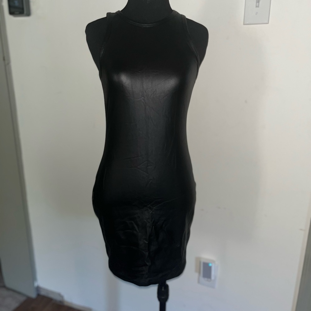 NWT Shein black liquid leather dress - M/6